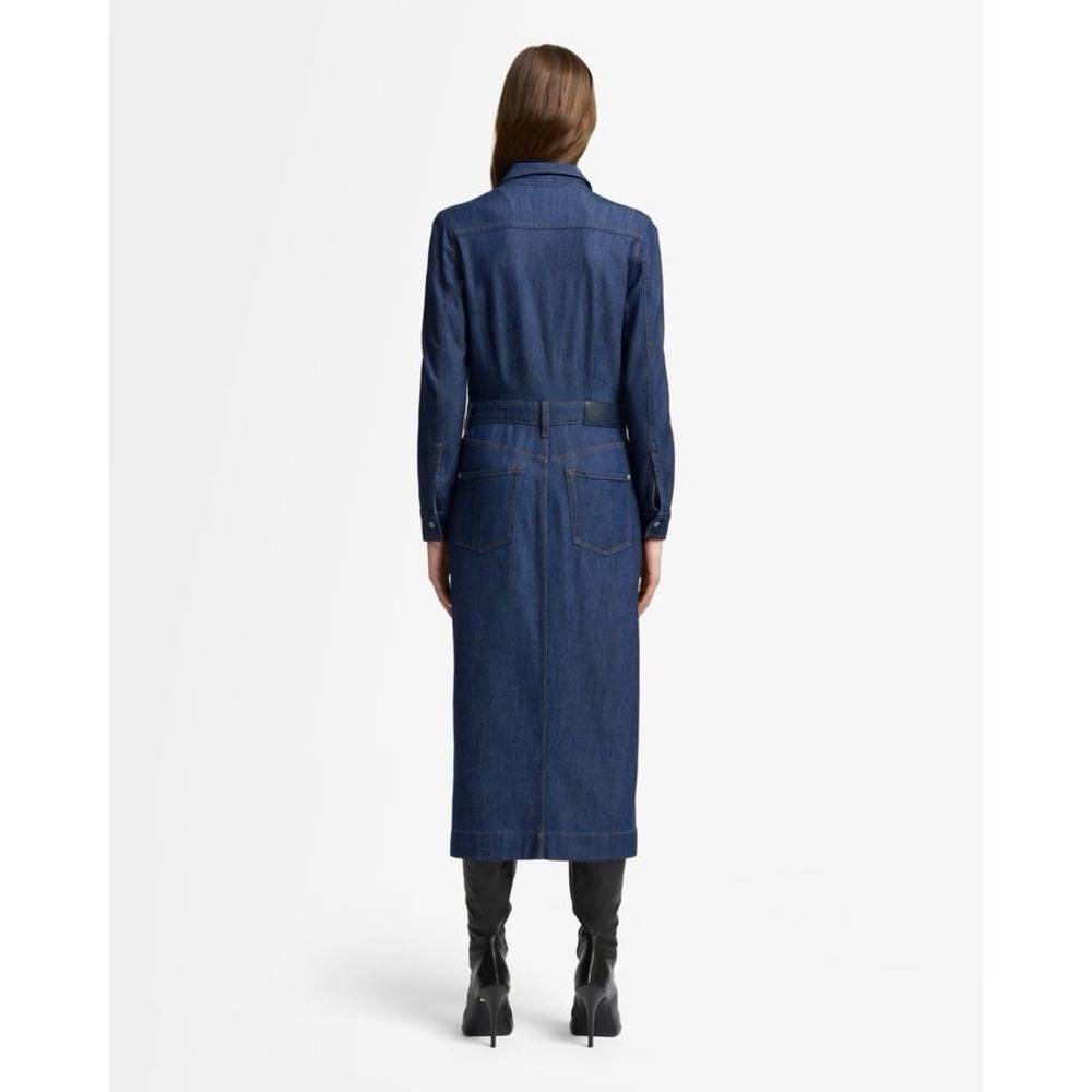 7 For All Mankind WEIGHTLESS DENIM MAXI DRESS Size S Blue Dress $298‎ NWT - Picture 2 of 11
